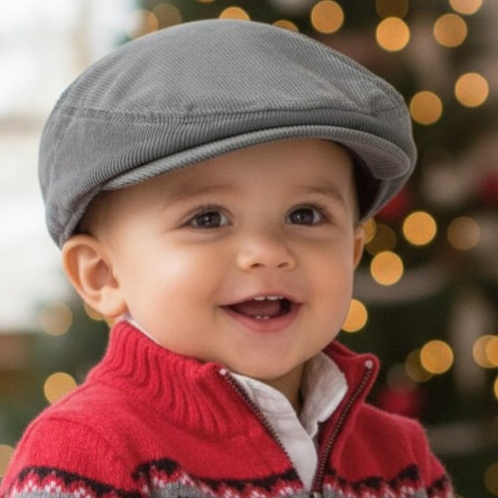 OLD NAVY Gray Corduroy Cabbie Hat Baby Boy 12 24 months Driving Gatsby 2010